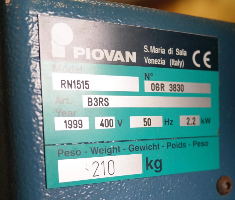 fabrikat Piovan model RN 1515 årgang 1999. Art B3RS 