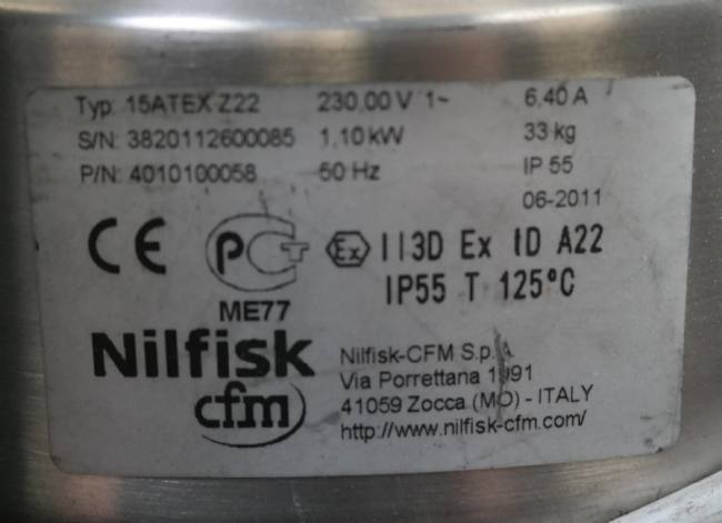 Nilsfisk 15 ATEX Z22, 1,1 kw IP 54 rustfri stål.