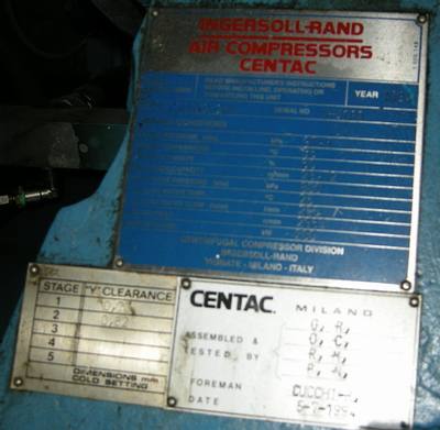 Ingersoll Rand Centrifugal turbo. 30 M3/min 240 kW motor. Type Centac 30. 7 bar, 690 V motor.   FX 1305.