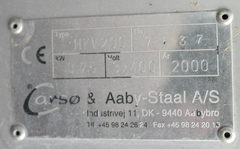 fabrikat Carsø & Aaby Staal type HKV 200. Højre vendt, rustfri stål, årg 2000. 2000 mm vende højde.