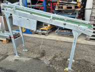 200 x 2100 x H 350-1550 mm. Aluminium frame on wheels, cleats, gear motor and frequency converter.